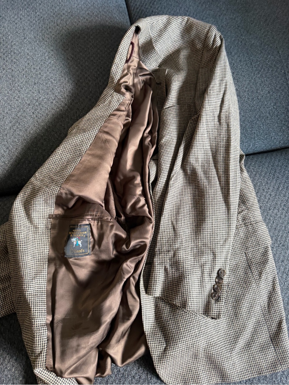 Hart Schaffner Marx Brown Tan Glen Plaid Sport Coat - Picture 3 of 3